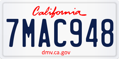 CA license plate 7MAC948