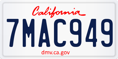 CA license plate 7MAC949