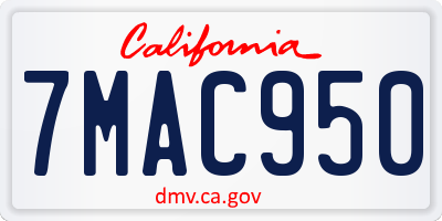 CA license plate 7MAC950