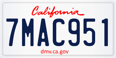 CA license plate 7MAC951