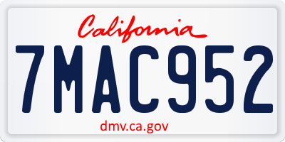 CA license plate 7MAC952