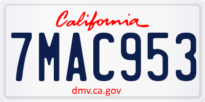 CA license plate 7MAC953
