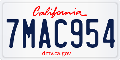 CA license plate 7MAC954