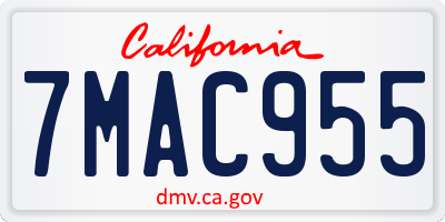 CA license plate 7MAC955