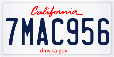 CA license plate 7MAC956