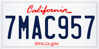 CA license plate 7MAC957