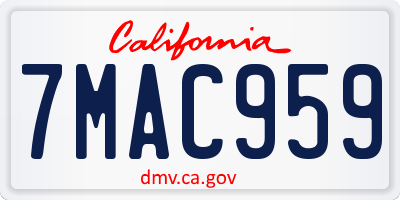CA license plate 7MAC959