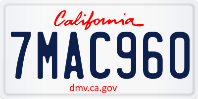 CA license plate 7MAC960
