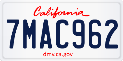 CA license plate 7MAC962