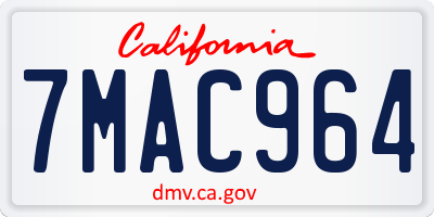 CA license plate 7MAC964