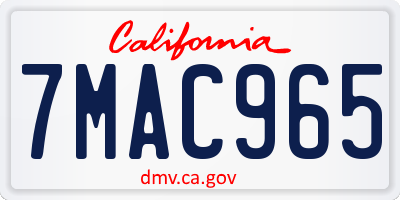 CA license plate 7MAC965