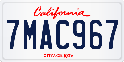 CA license plate 7MAC967
