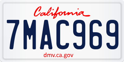 CA license plate 7MAC969