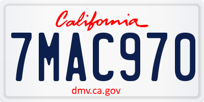 CA license plate 7MAC970