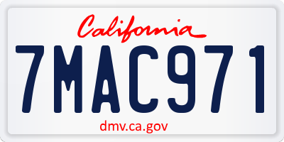 CA license plate 7MAC971
