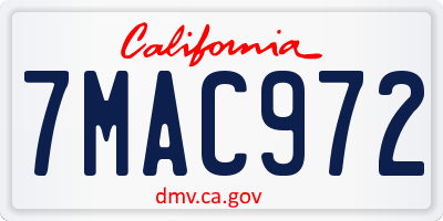 CA license plate 7MAC972