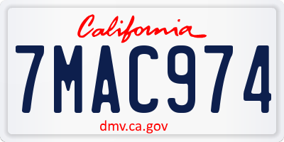 CA license plate 7MAC974