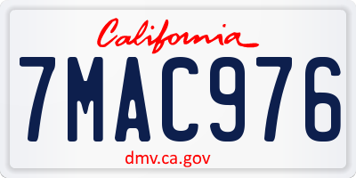CA license plate 7MAC976