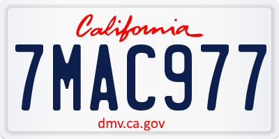 CA license plate 7MAC977