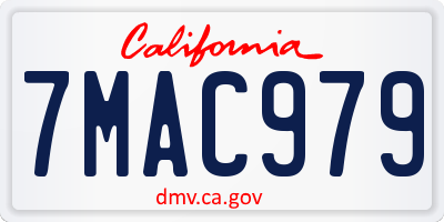 CA license plate 7MAC979