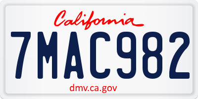 CA license plate 7MAC982