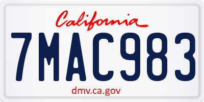 CA license plate 7MAC983