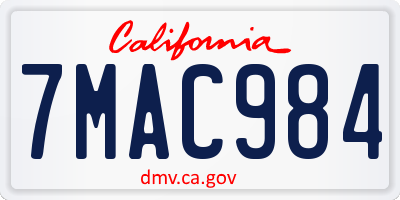 CA license plate 7MAC984