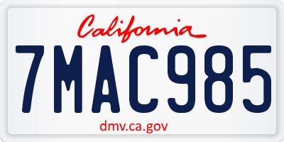 CA license plate 7MAC985