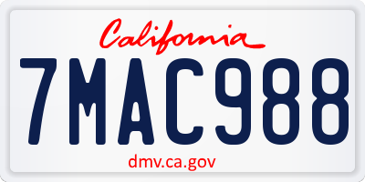 CA license plate 7MAC988
