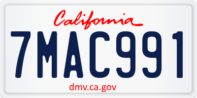 CA license plate 7MAC991