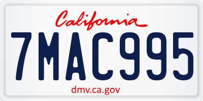 CA license plate 7MAC995
