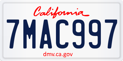 CA license plate 7MAC997