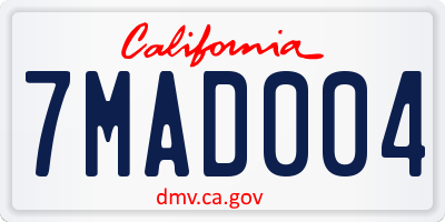 CA license plate 7MAD004