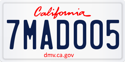 CA license plate 7MAD005