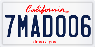 CA license plate 7MAD006