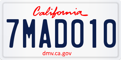 CA license plate 7MAD010