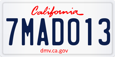CA license plate 7MAD013