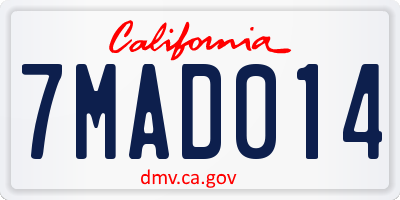 CA license plate 7MAD014