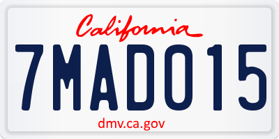 CA license plate 7MAD015