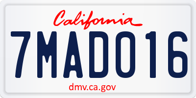 CA license plate 7MAD016