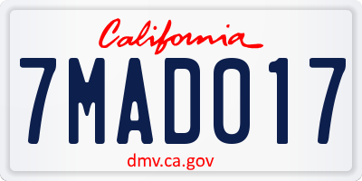 CA license plate 7MAD017