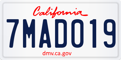 CA license plate 7MAD019
