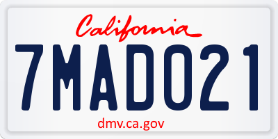 CA license plate 7MAD021