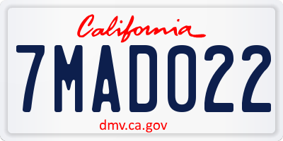 CA license plate 7MAD022