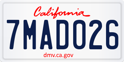 CA license plate 7MAD026