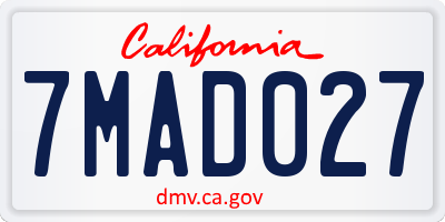 CA license plate 7MAD027