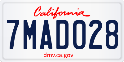 CA license plate 7MAD028