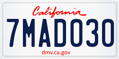 CA license plate 7MAD030