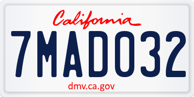 CA license plate 7MAD032