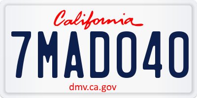CA license plate 7MAD040